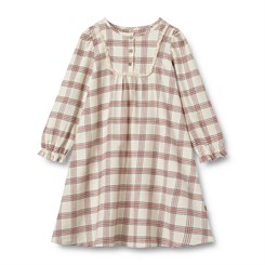 Wheat Nightgown Gudrun - Eggshell check